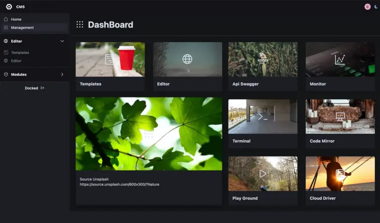 Pantalla principal de Web Manager con panel de configuración de sitios web